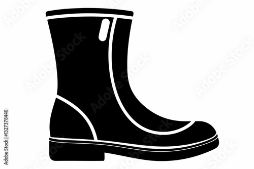 rubber boot line art silhouette vector illustration	