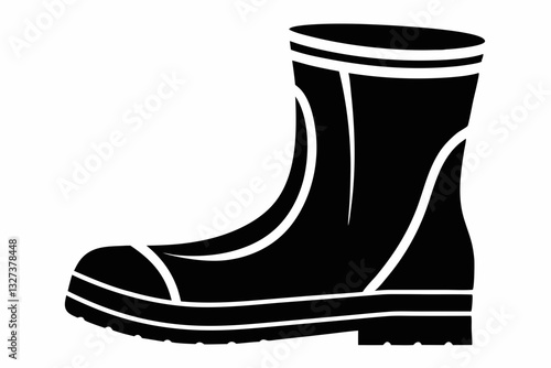 rubber boot line art silhouette vector illustration	