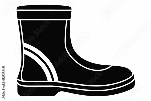 rubber boot line art silhouette vector illustration	