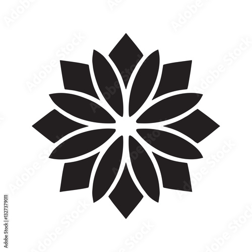 Minimalist Black Flower Icon | Floral Silhouette Vector Design