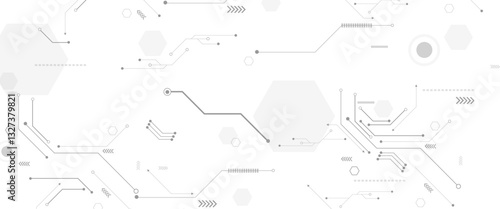 Vectors White Abstract geometric dots and lines connection circuit concept. Hi tech digital connect, communication, High technology concept.