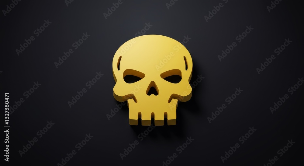Golden Skull Icon Design - A 3D golden skull icon, symbolizing danger, mortality, mystery, Halloween, and warning. Modern and minimalist design Golden Skull Icon Design - A 3D golden skull icon, symbolizing danger, mortality, mystery, Halloween, and warning. Modern and minimalist design