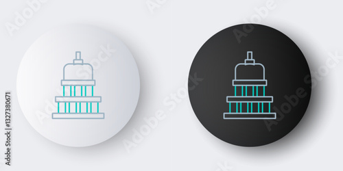 Line White House icon isolated on grey background. Washington DC. Colorful outline concept. Vector