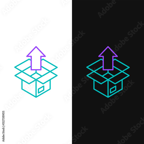 Line Unboxing icon isolated on white and black background. Colorful outline concept. Vector