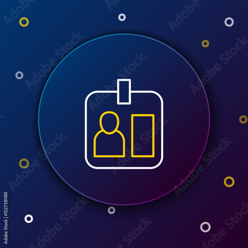 Line Press journalist vertical badge icon isolated on blue background. Media identification id card. Colorful outline concept. Vector