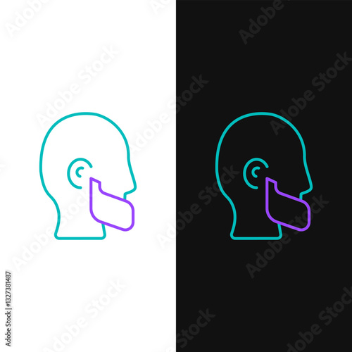 Line Mustache and beard icon isolated on white and black background. Barbershop symbol. Facial hair style. Colorful outline concept. Vector