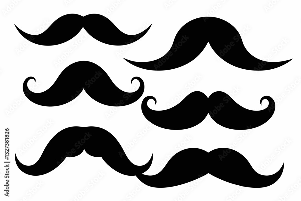 set of mustaches line art silhouette vector illustration set of mustaches line art silhouette vector illustration