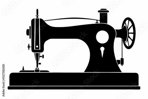 sewing machine line art silhouette vector illustration