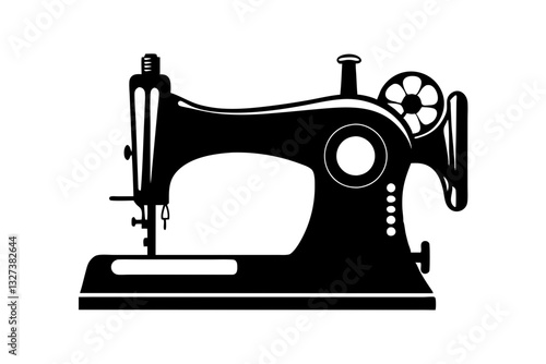 sewing machine line art silhouette vector illustration