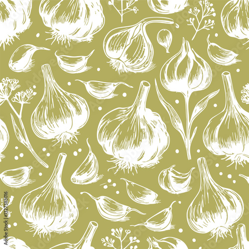 Bilde på lerret Great Garlic Kitchen Print Design in Vector