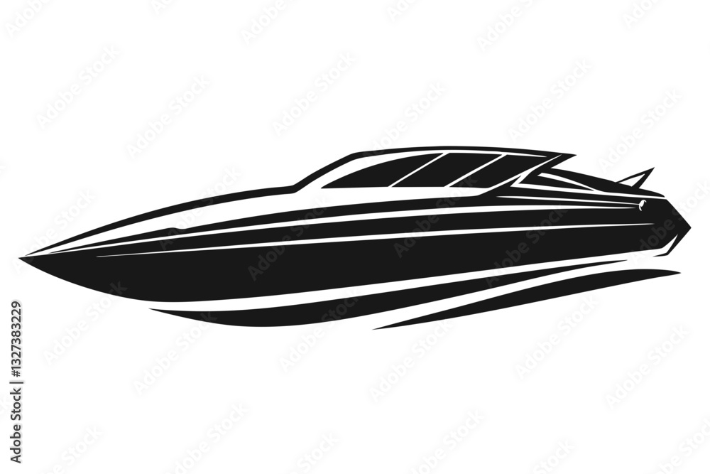 speed boat line art silhouette vector illustration speed boat line art silhouette vector illustration