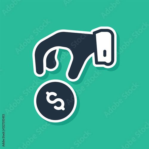 Blue Donate or pay your zakat as muslim obligatory icon isolated on green background. Muslim charity or alms in ramadan kareem before eid al-fir. Vector