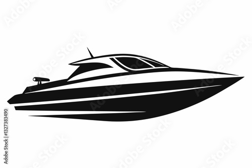 speed boat line art silhouette vector illustration