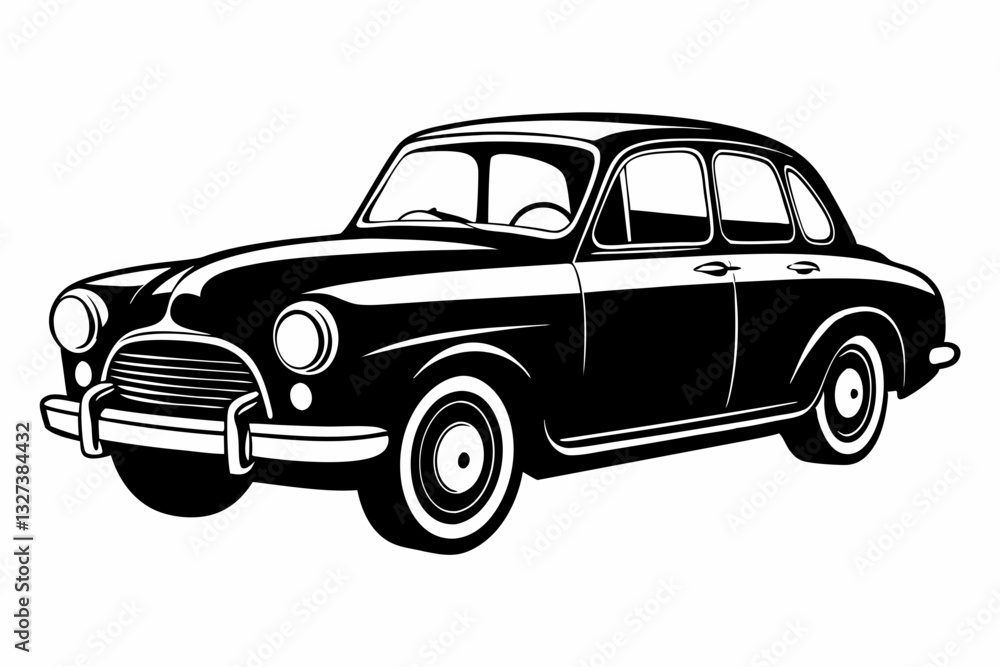 Obraz premium vintage car line art silhouette vector illustration