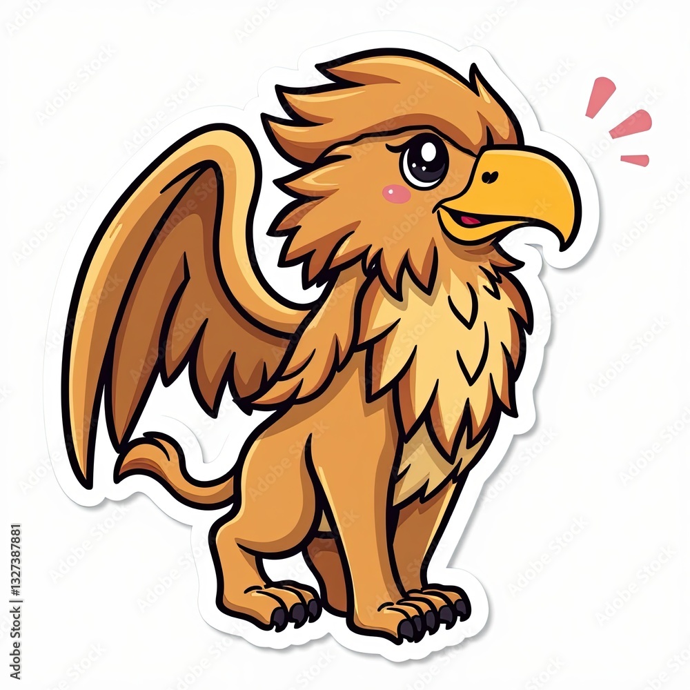 Obraz premium Cute Cartoon Griffin Character with Bright Colors and Playful Design