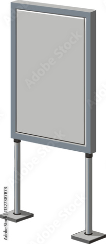 Side view of an ad stand or blank advertising board. Mockup template of ad signage easel