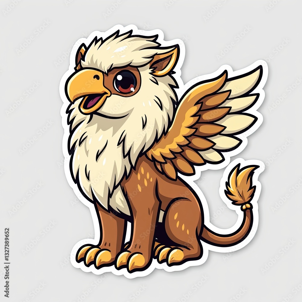 Fototapeta premium Cute Cartoon Griffin Character with Bright Colors and Playful Design