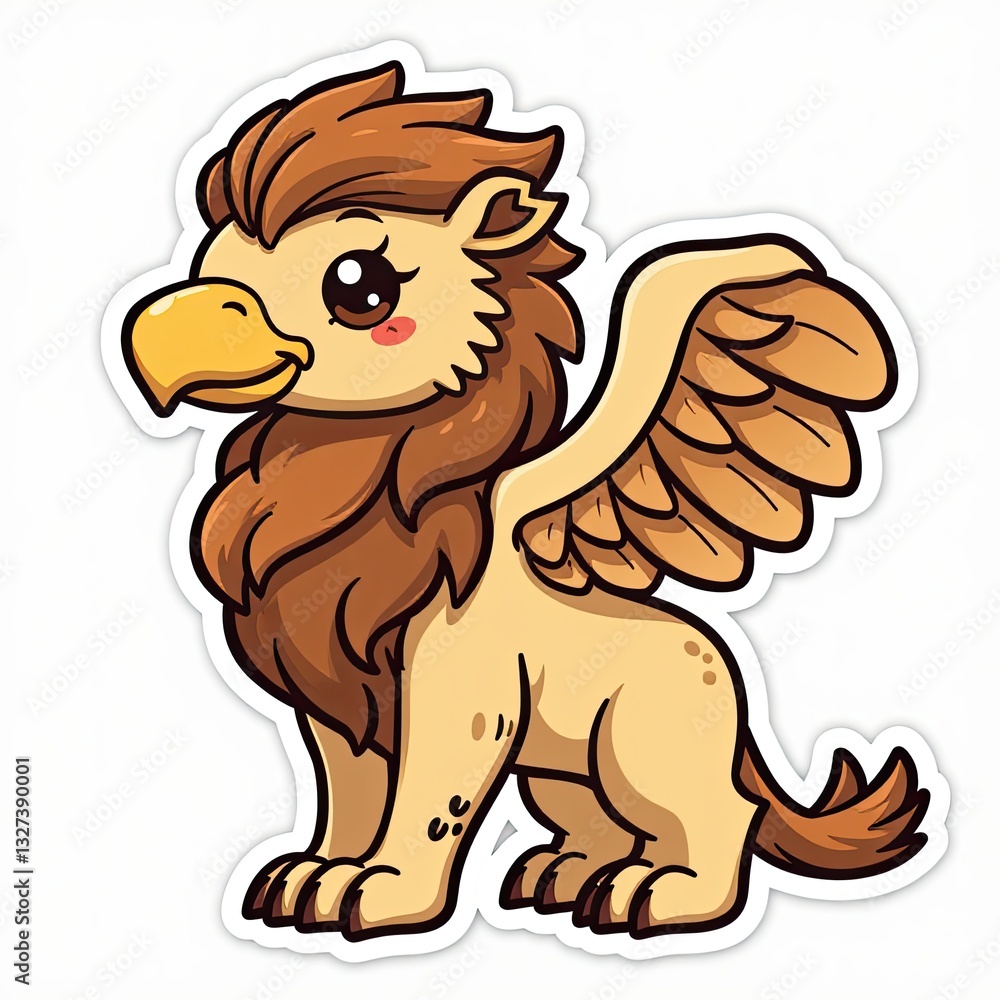 Cute Cartoon Griffin Character with Bright Colors and Playful Design