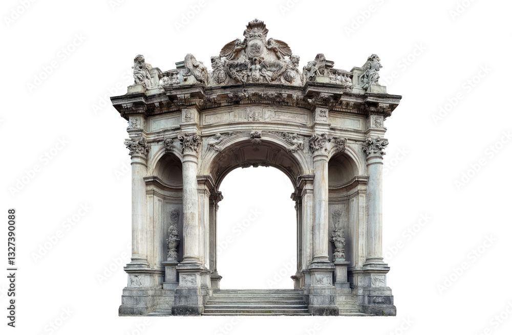 Fototapeta premium Elegant Stone Archway with Sculptural Details and Historical Charm