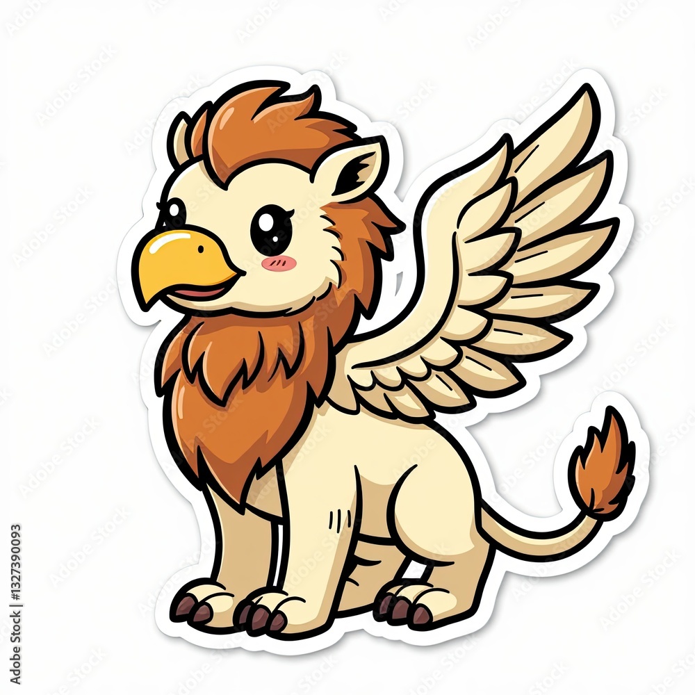 Obraz premium Cute Cartoon Griffin Character with Bright Colors and Playful Design