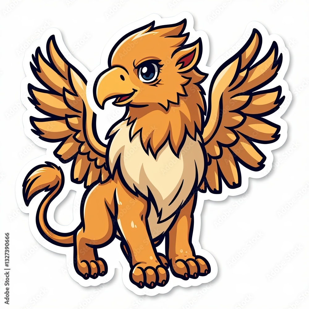 Fototapeta premium Cute Cartoon Griffin Character with Bright Colors and Playful Design