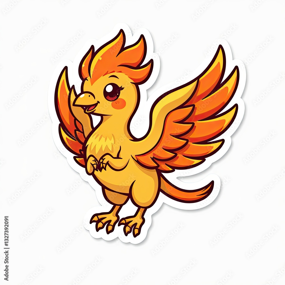 Fototapeta premium Cute Cartoon Bird with Vibrant Wings and Charming Expression