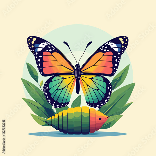 Rainbow butterfly for LGBTQ+ pride, freedom, and self-expression theme in flat design
