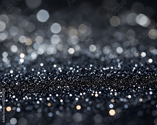 A luxurious background featuring grey glitter and bokeh lights, ideal for upscale and festive