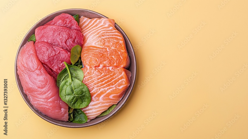 Plate of fresh raw fish displaying a healthy pet diet concept with natural ingredients for pets Plate of fresh raw fish displaying a healthy pet diet concept with natural ingredients for pets