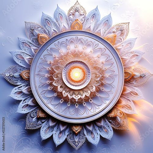 Figure Oriental Mandala vector icon logo design for coloring.