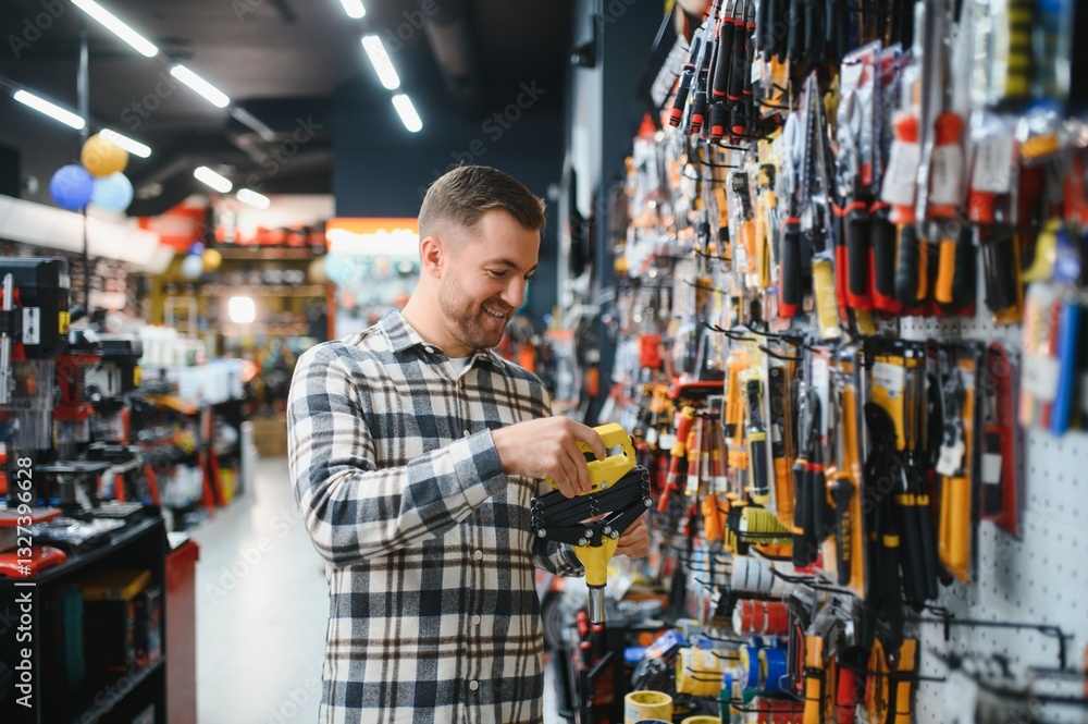Portrait of mature man standing in hardware store Portrait of mature man standing in hardware store