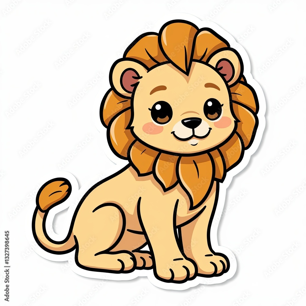 Cute Cartoon Lion Character with Big Eyes and Friendly Smile Cute Cartoon Lion Character with Big Eyes and Friendly Smile