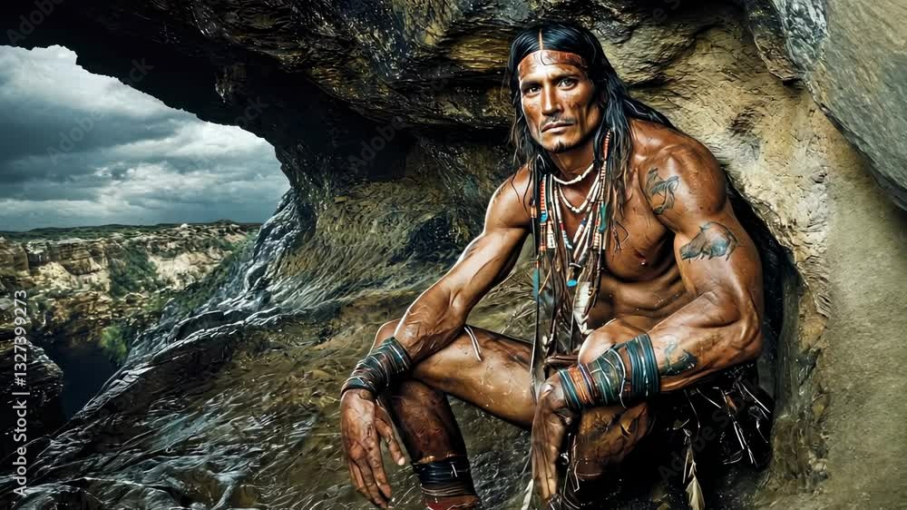 ancient man in cave, neanderthal, cro-magnon, homo sapiens, prehistoric ...