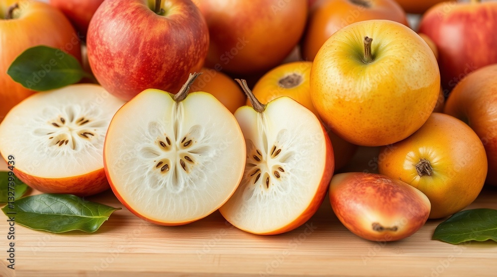 Natural Fresh Fruits with Cut Outs on a table Natural Fresh Fruits with Cut Outs on a table
