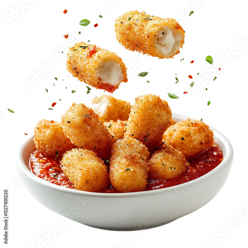A Bowl of Fried Shrimp with Tomato Sauce Isolated on Transparent Background