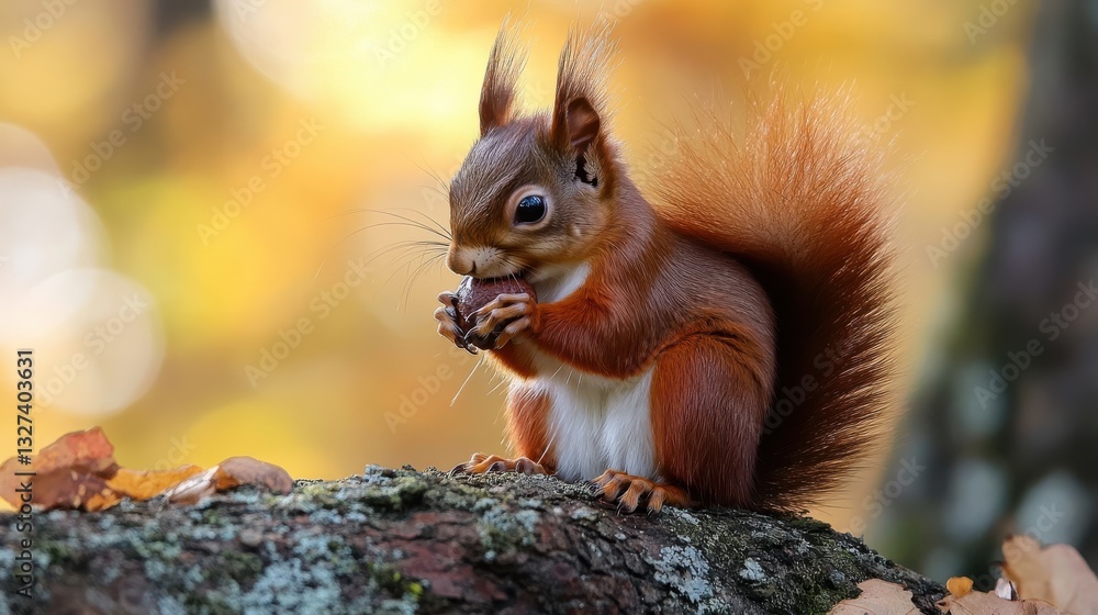 Red Squirrel Delight: A Wildlife Portrait of an Animal Enjoying Its Nutritious Acorn Meal in an Enchanting Forest Red Squirrel Delight: A Wildlife Portrait of an Animal Enjoying Its Nutritious Acorn Meal in an Enchanting Forest