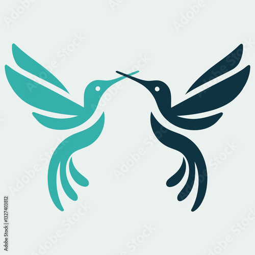 Wallpaper Mural Elegant Hummingbird Pair Logo Minimalist Vector Illustration Torontodigital.ca