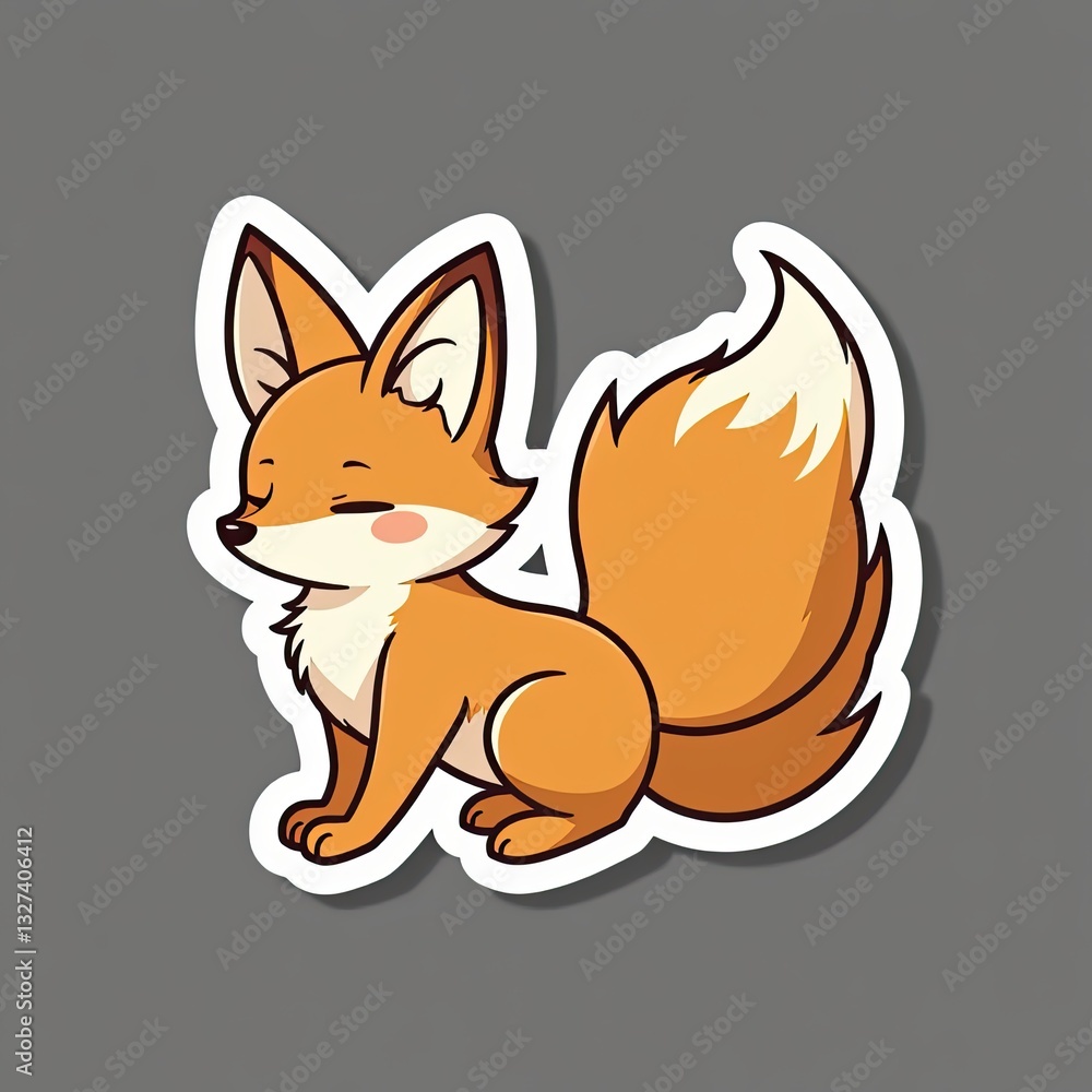 Obraz premium Cute red fox cartoon vector with a heart, a fun wild animal illustration