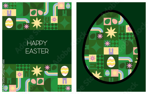 Arrière plan célébrations de Pâques, invitation et carte postale de joyeuses Pâques, vecteur, abstrait