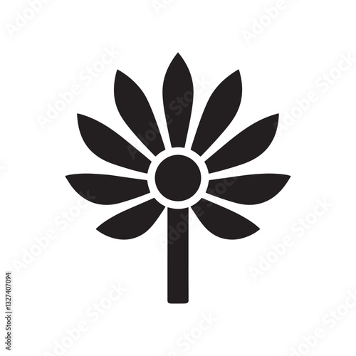 Minimalist Black Floral Icon | Daisy Silhouette Vector Design