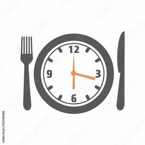 Clock with fork and knife indicating mealtime