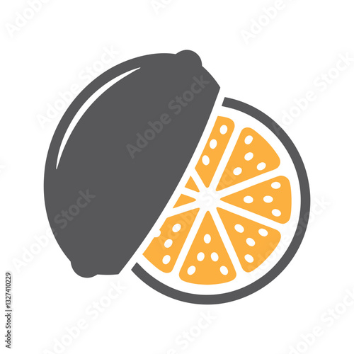 Orange lemon split on white background