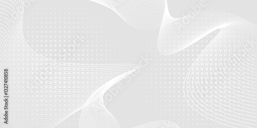 Futuristic gray white abstract background. shining wave lines pattern for banner, wallpaper, cover. Vector modern wave
