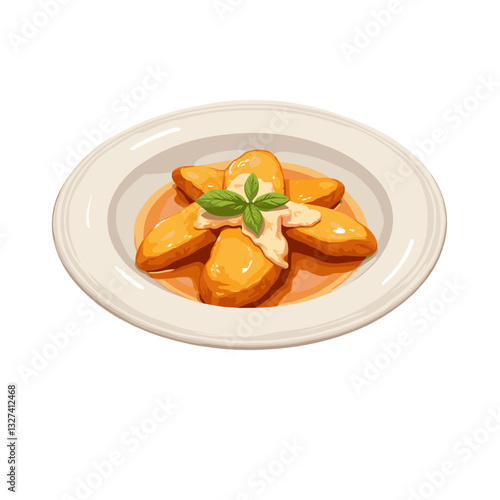 Losing weight. Food illustration of a balanced dish with colorful ingredients, mindful eating