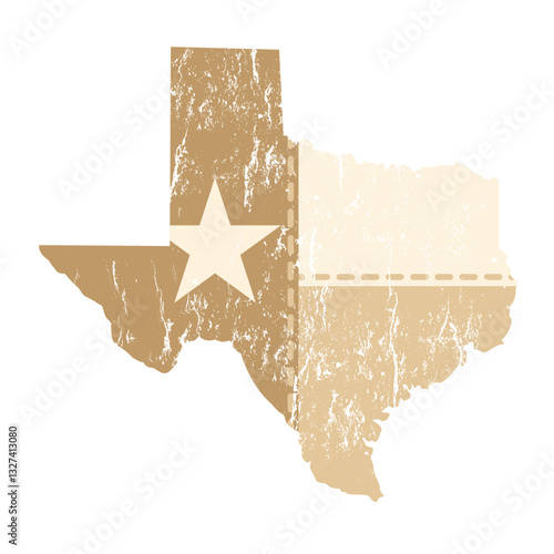 old map of texas with grunge effect - vector illustration