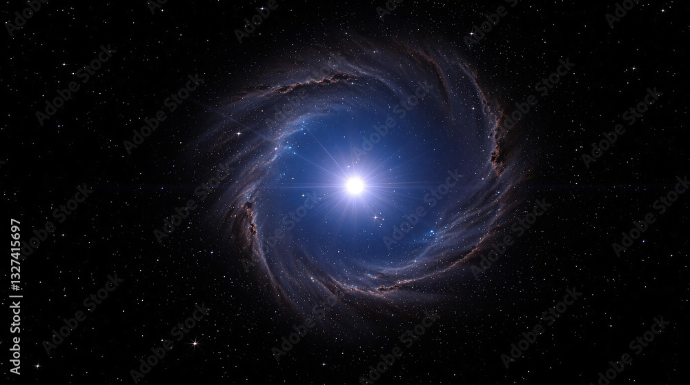 Fototapeta premium Stunning Spiral Galaxy Art: Cosmic Nebula with Bright Star Center - Space Exploration & Astronomy Wallpaper for Desktop & Mobile