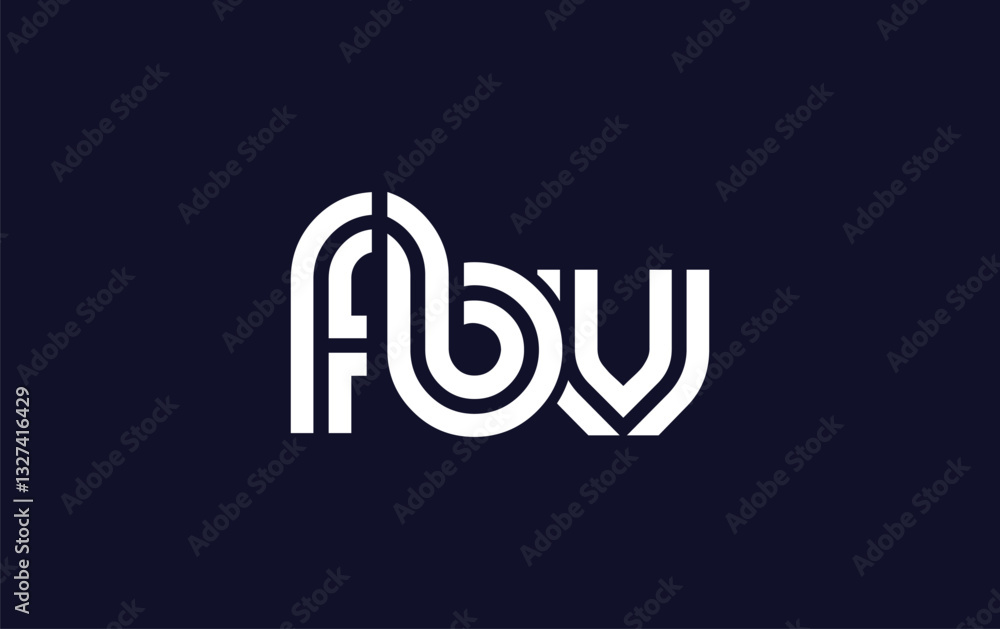 Naklejka premium FBV Creative Unique Modern Letter Logo Design. Stylized logo featuring a unique letter design, presenting abstract minimalist aesthetics and modern appeal.