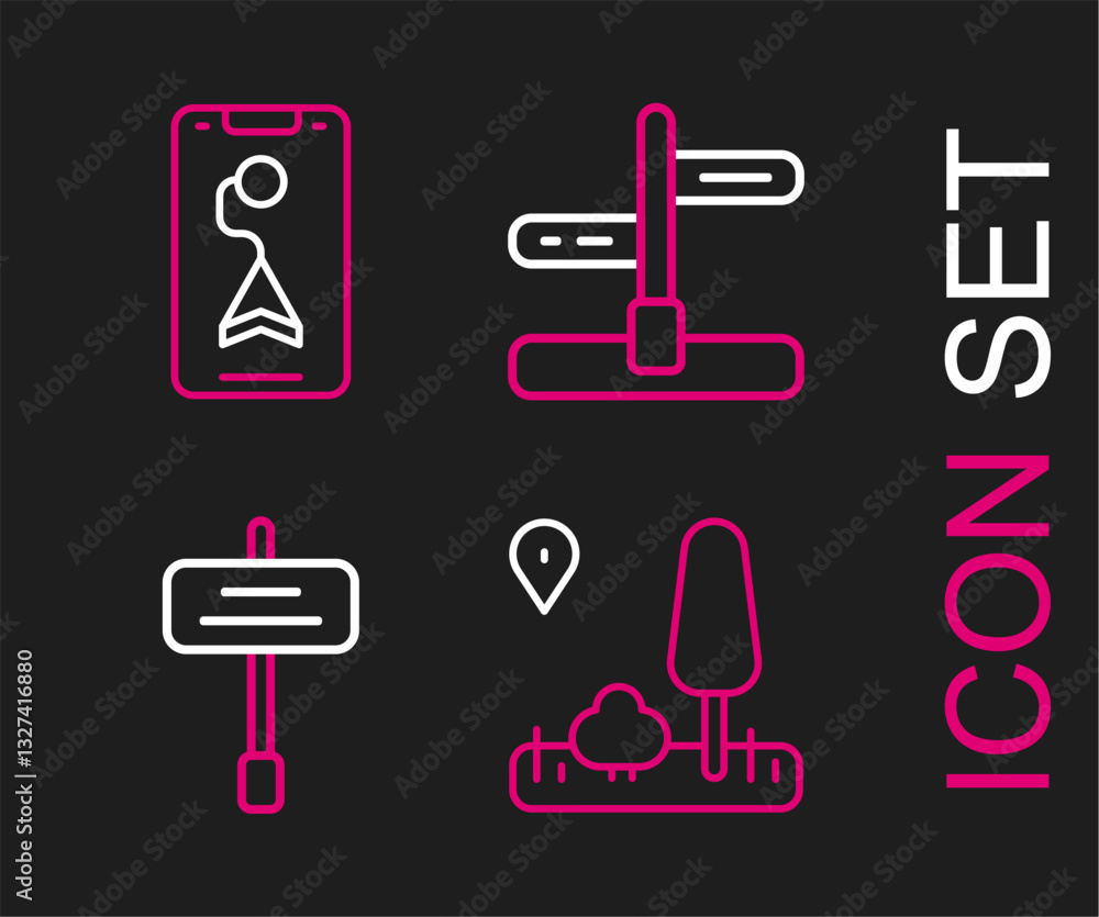 Set line City map navigation, Road traffic sign, and icon. Vector Set line City map navigation, Road traffic sign, and icon. Vector