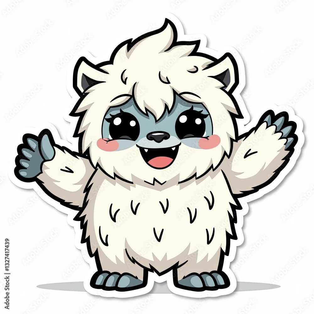 Cute Cartoon Character of a Friendly Yeti with Fluffy Fur Cute Cartoon Character of a Friendly Yeti with Fluffy Fur