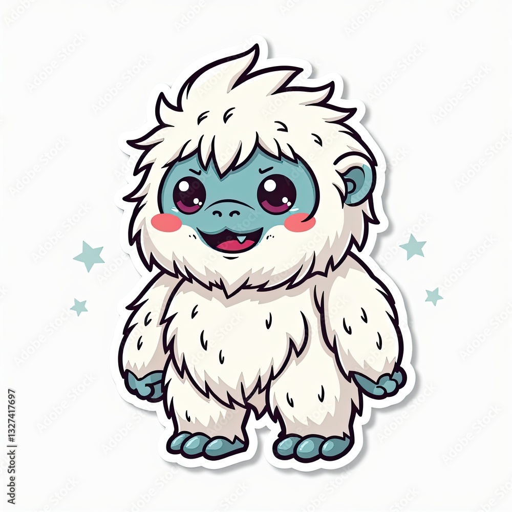 Cute Cartoon Character of a Friendly Yeti with Fluffy Fur Cute Cartoon Character of a Friendly Yeti with Fluffy Fur